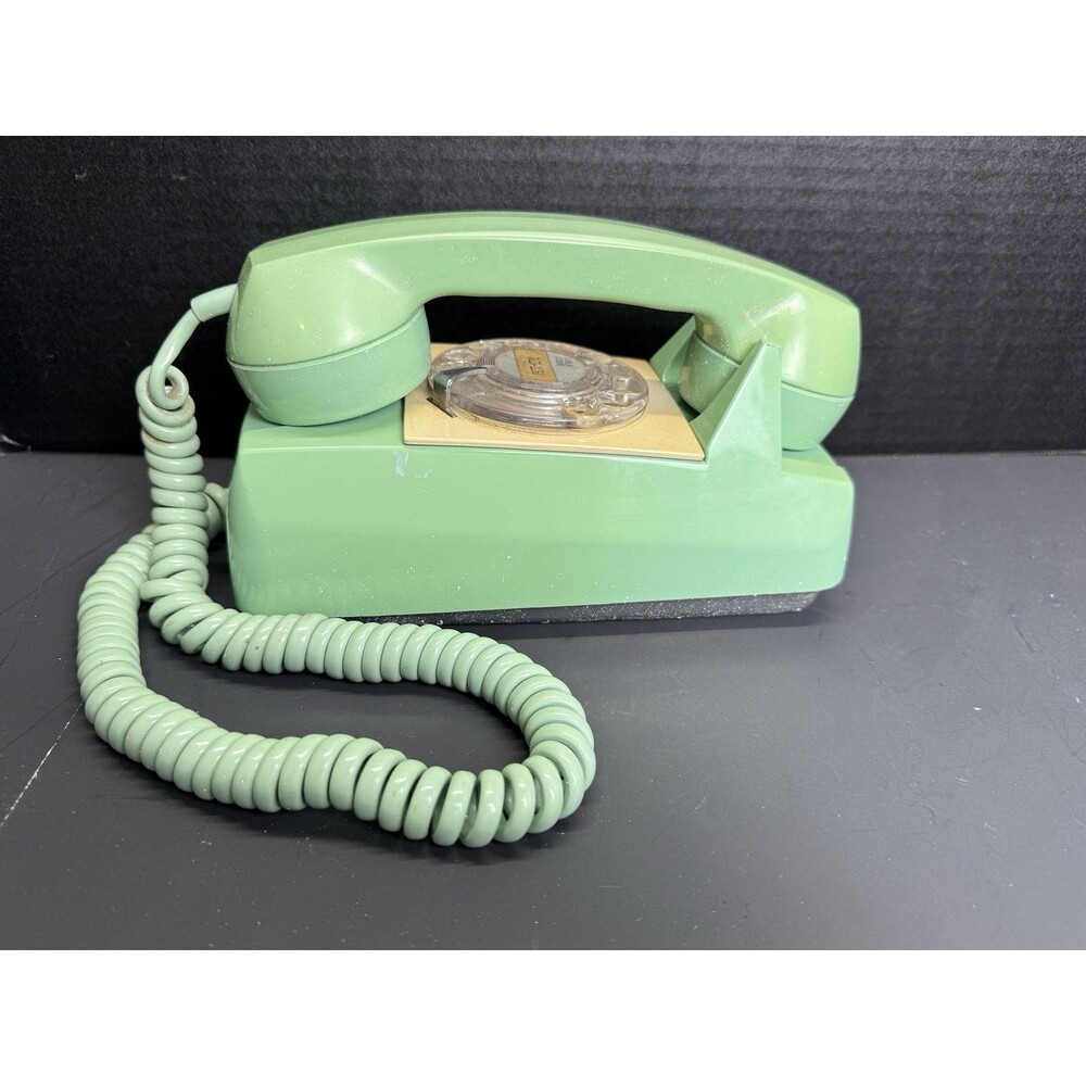 1976 Vintage GTE Automatic Electric Starlite Green Rotary Wall Phone Telephone